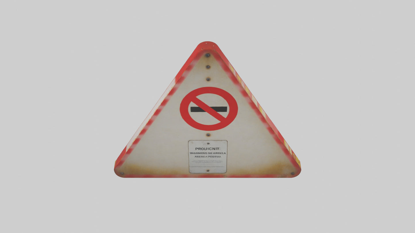 3D model Prohibited Area Warning Sign model VR / AR / low-poly