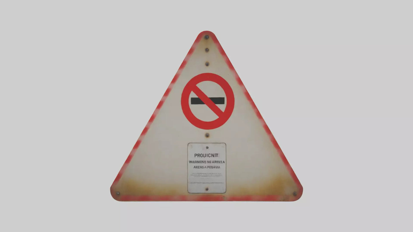 3D model Prohibited Area Warning Sign model VR / AR / low-poly