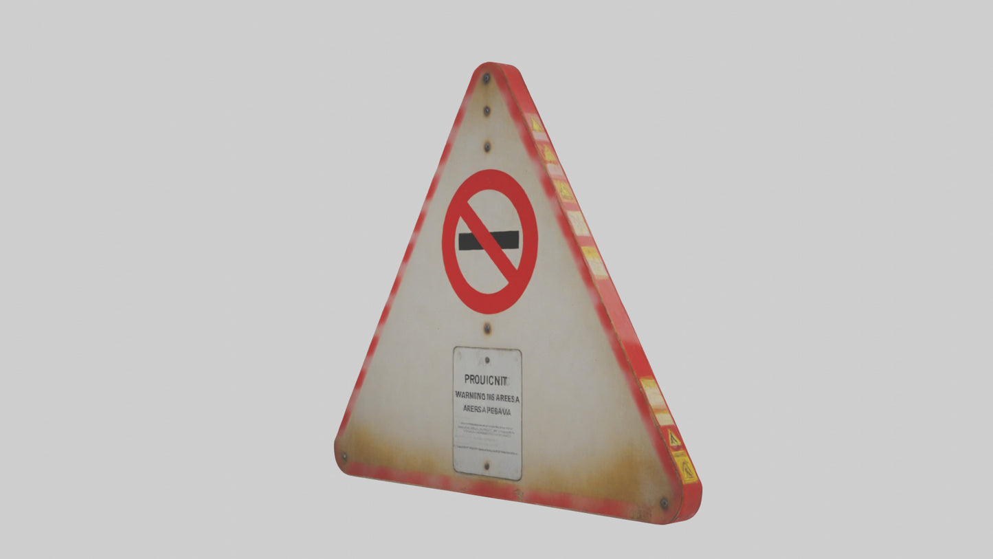 3D model Prohibited Area Warning Sign model VR / AR / low-poly
