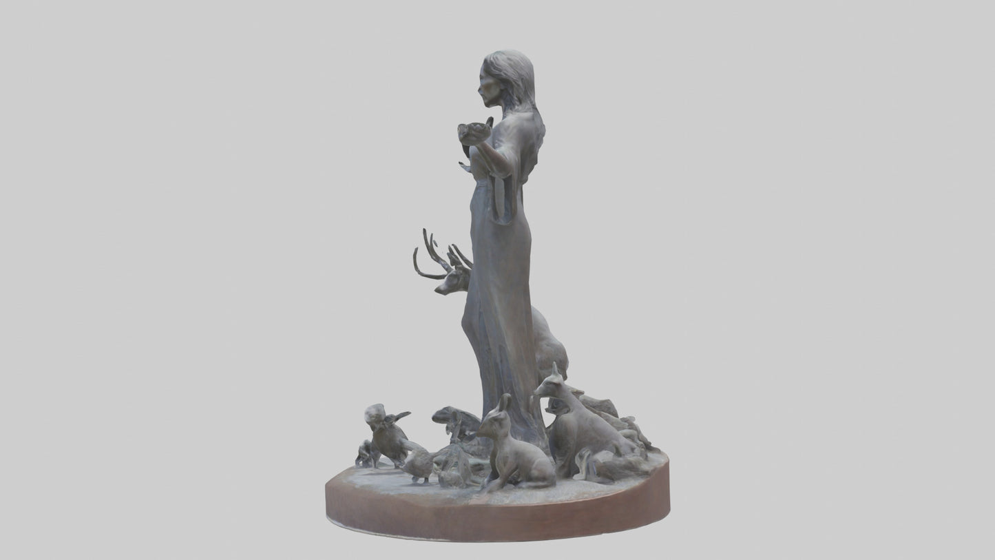 3D model Protecting Wildlife Memorial Statue model 2 VR / AR / low-poly