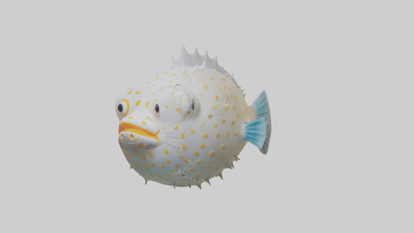 3D model Pufferfish inflated model VR / AR / low-poly