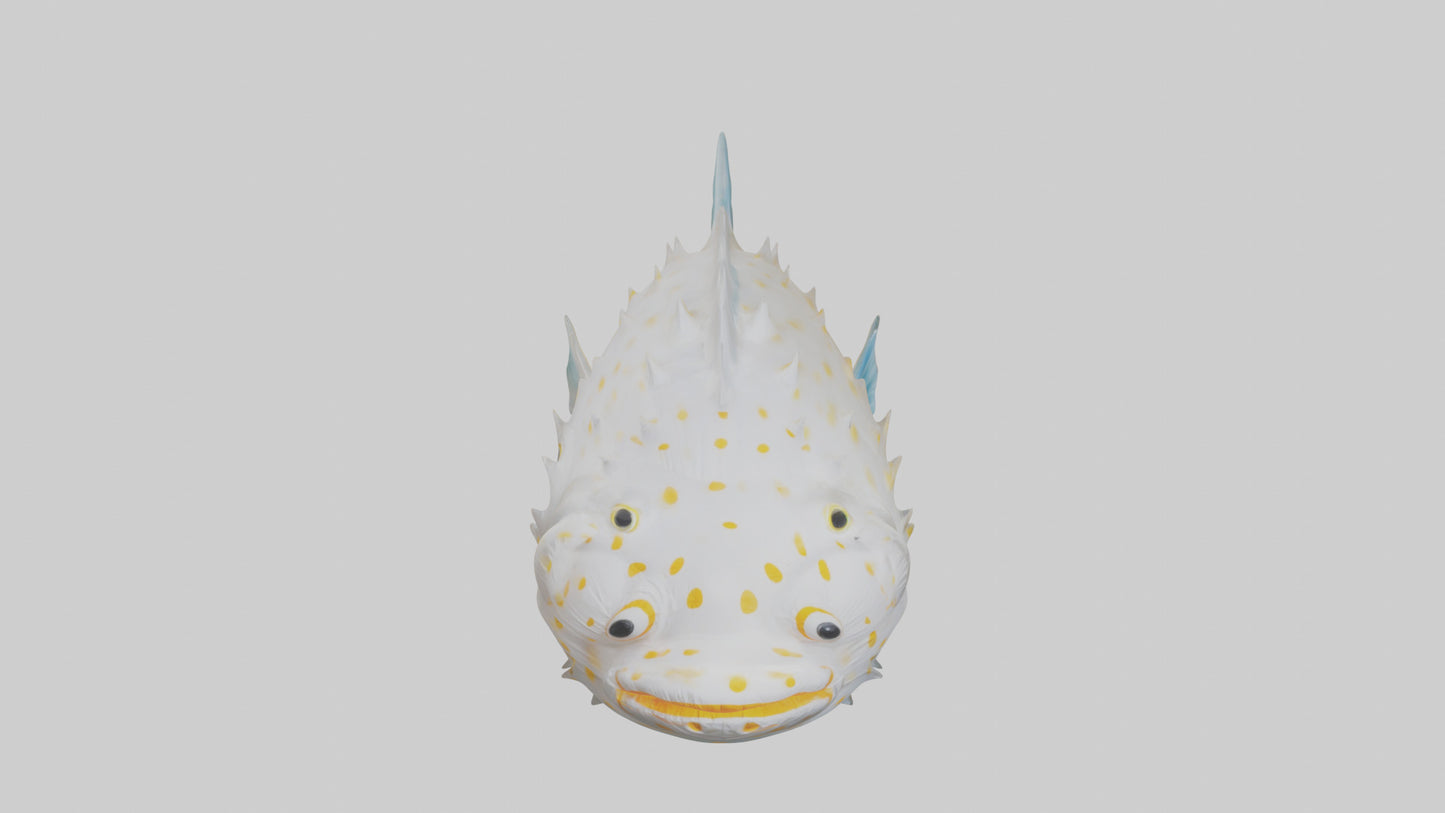 3D model Pufferfish inflated model VR / AR / low-poly