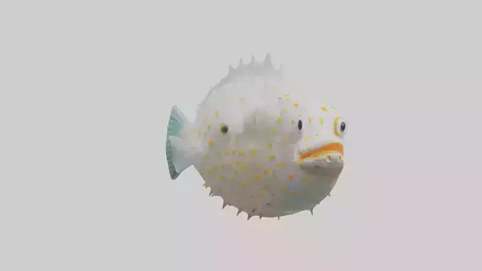 3D model Pufferfish inflated model VR / AR / low-poly