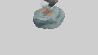 Puffin standing on rock model VR / AR / low-poly