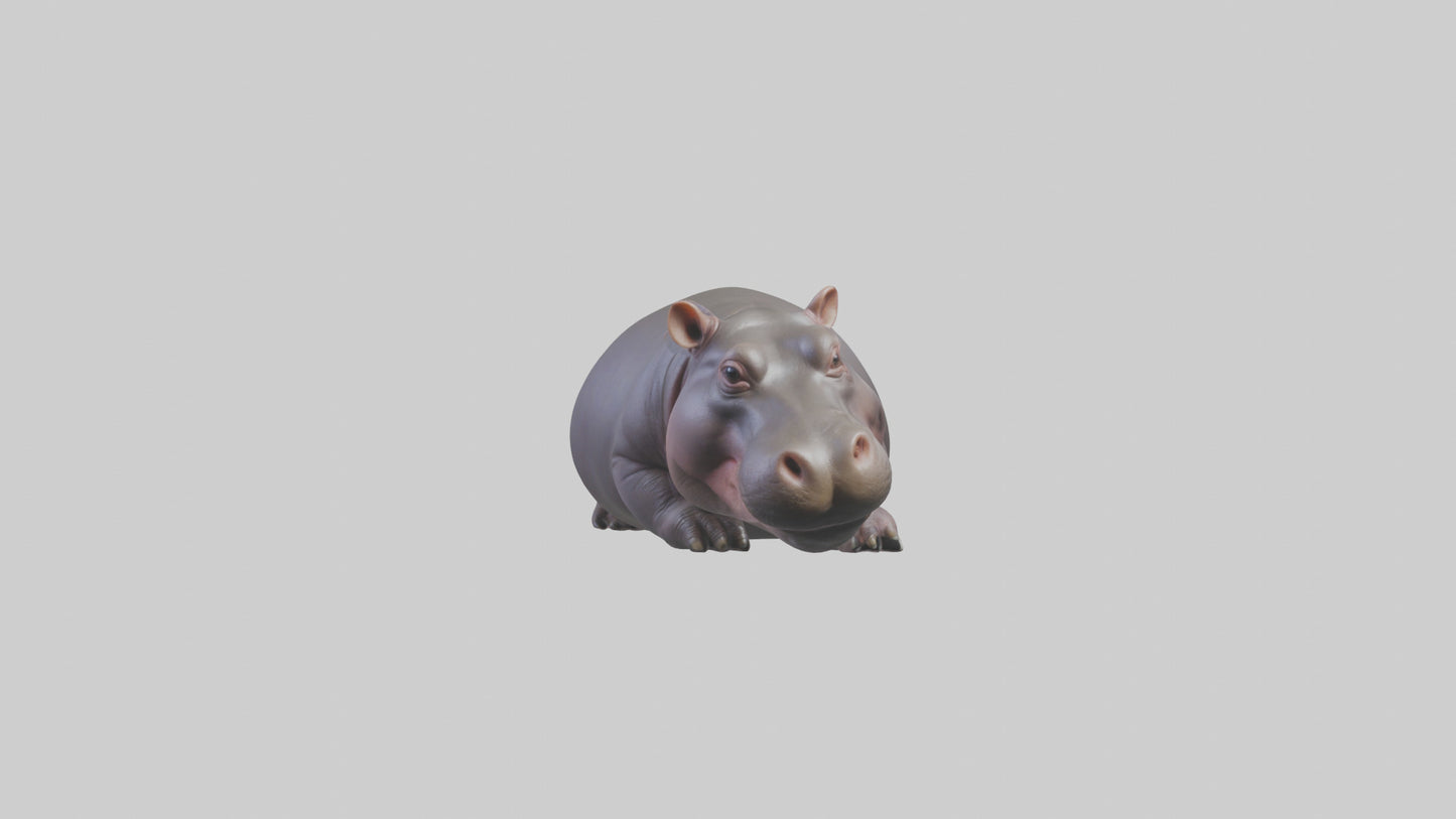 3D model Pygmy Hippo lying down model VR / AR / low-poly
