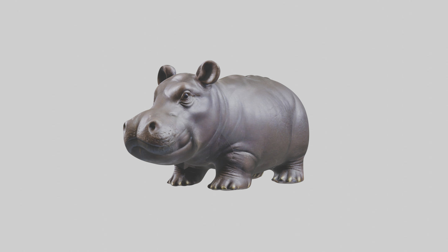 Pygmy Hippo statue model VR / AR / low-poly