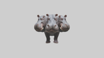3D model Pygmy Hippo walking model VR / AR / low-poly