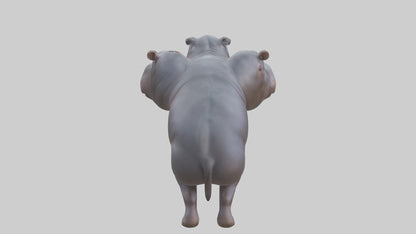 3D model Pygmy Hippo walking model VR / AR / low-poly