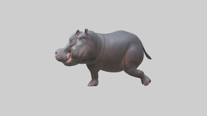 3D model Pygmy Hippo walking model VR / AR / low-poly