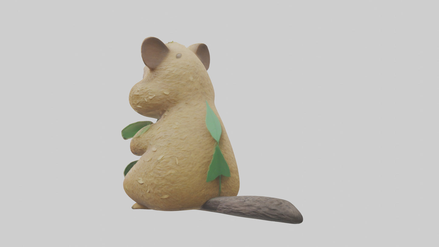 3D model Quokka munching leaves model VR / AR / low-poly