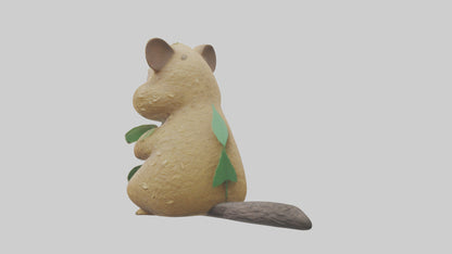 3D model Quokka munching leaves model VR / AR / low-poly