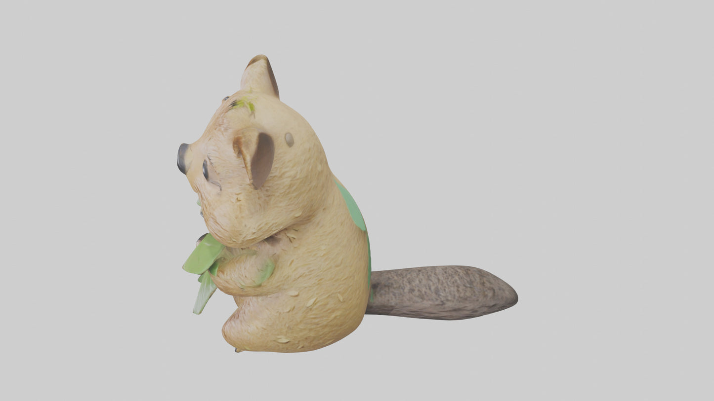 3D model Quokka munching leaves model VR / AR / low-poly