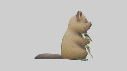 3D model Quokka munching leaves model VR / AR / low-poly