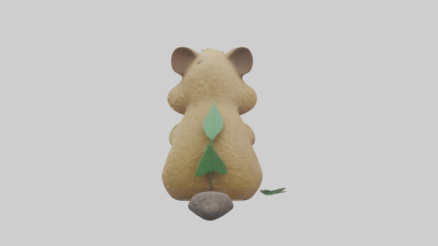 3D model Quokka munching leaves model VR / AR / low-poly