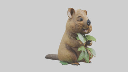 3D model Quokka munching leaves model VR / AR / low-poly