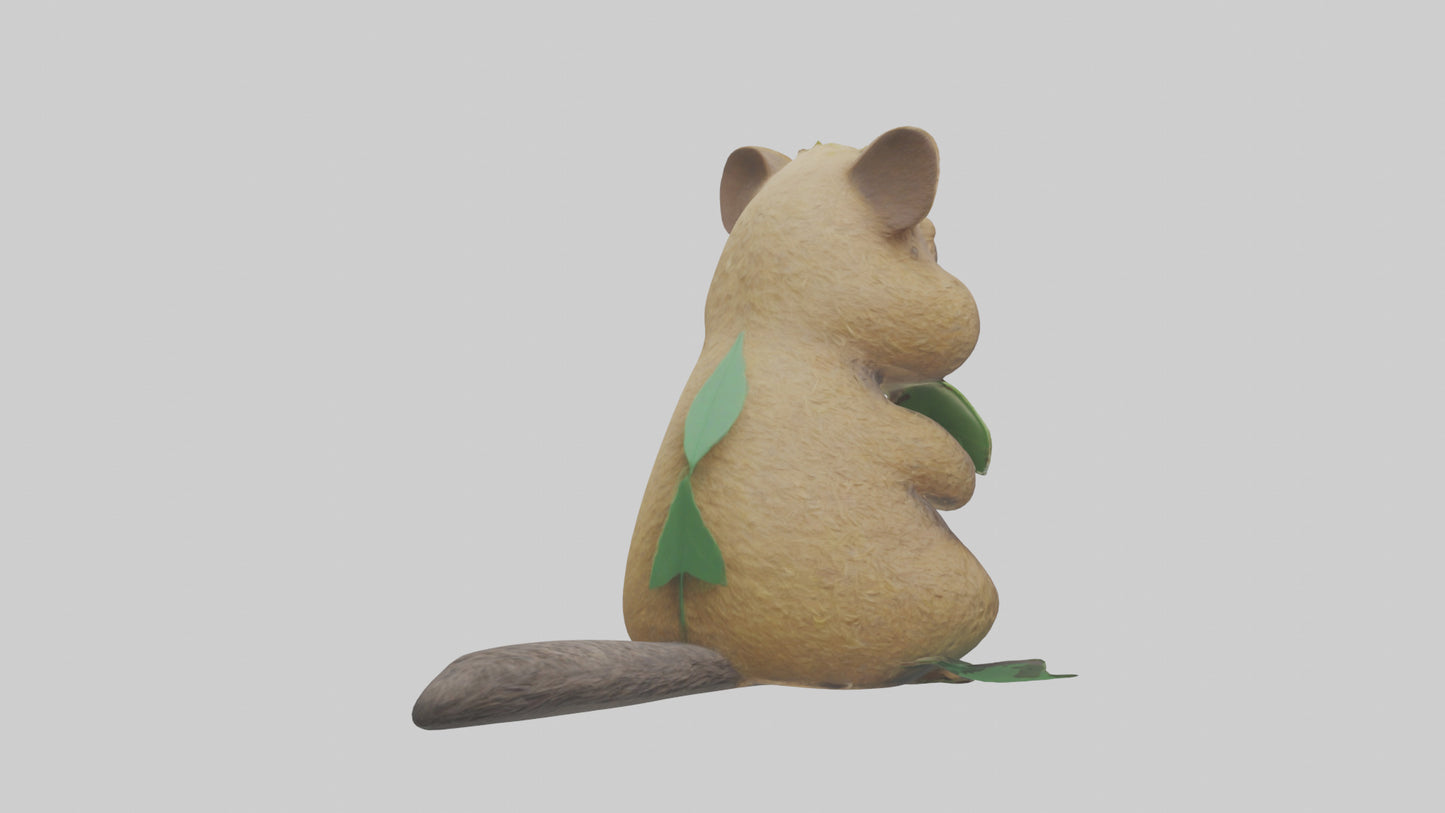 3D model Quokka munching leaves model VR / AR / low-poly