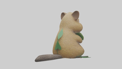 3D model Quokka munching leaves model VR / AR / low-poly