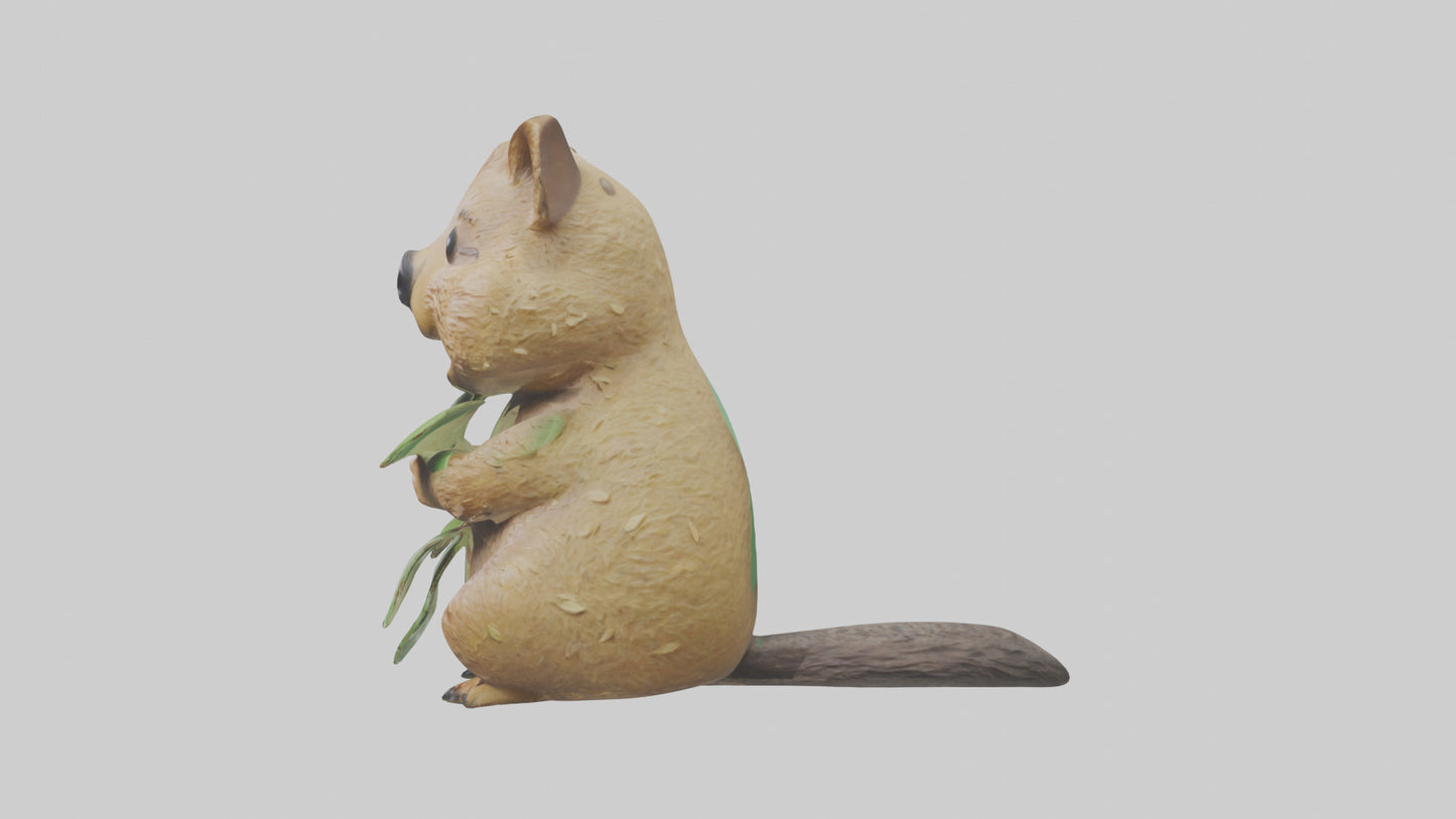 3D model Quokka munching leaves model VR / AR / low-poly