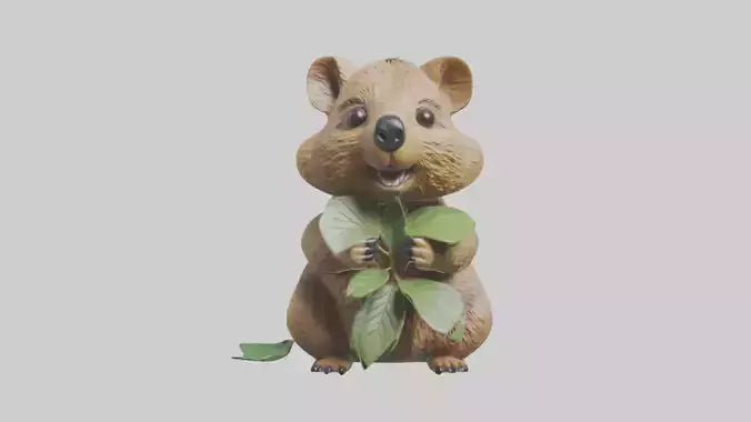 3D model Quokka munching leaves model VR / AR / low-poly