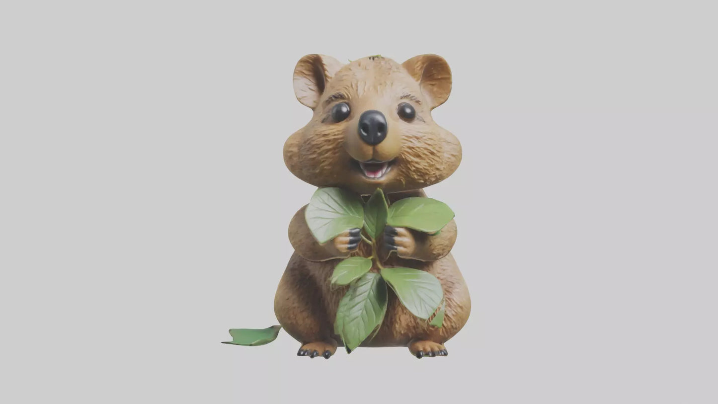 3D model Quokka munching leaves model VR / AR / low-poly