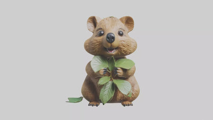3D model Quokka munching leaves model VR / AR / low-poly