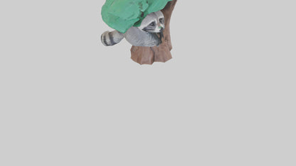 3D model Raccoon climbing tree model VR / AR / low-poly