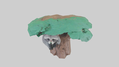 3D model Raccoon climbing tree model VR / AR / low-poly