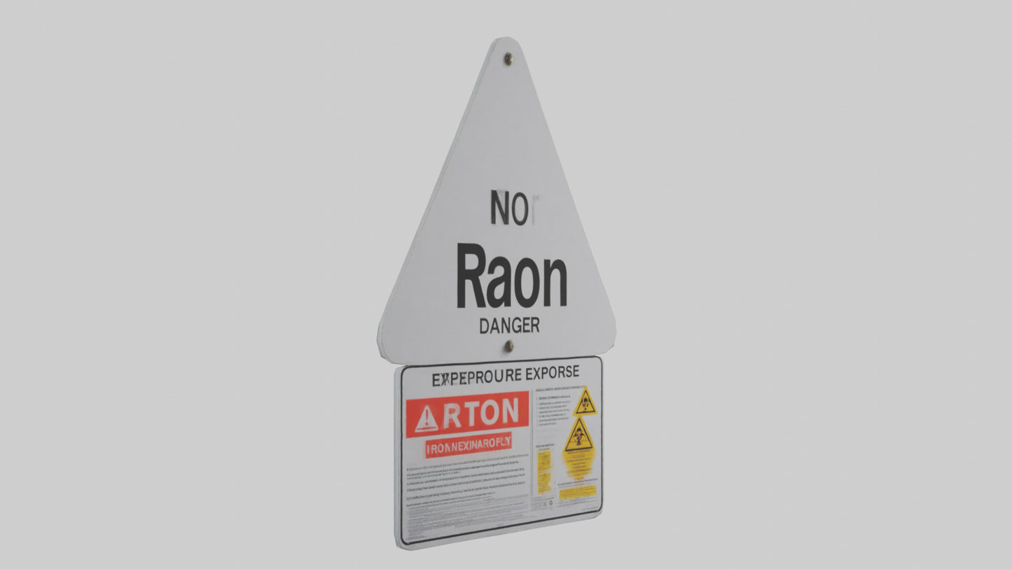 3D model Radon Exposure Risk Danger Sign model VR / AR / low-poly