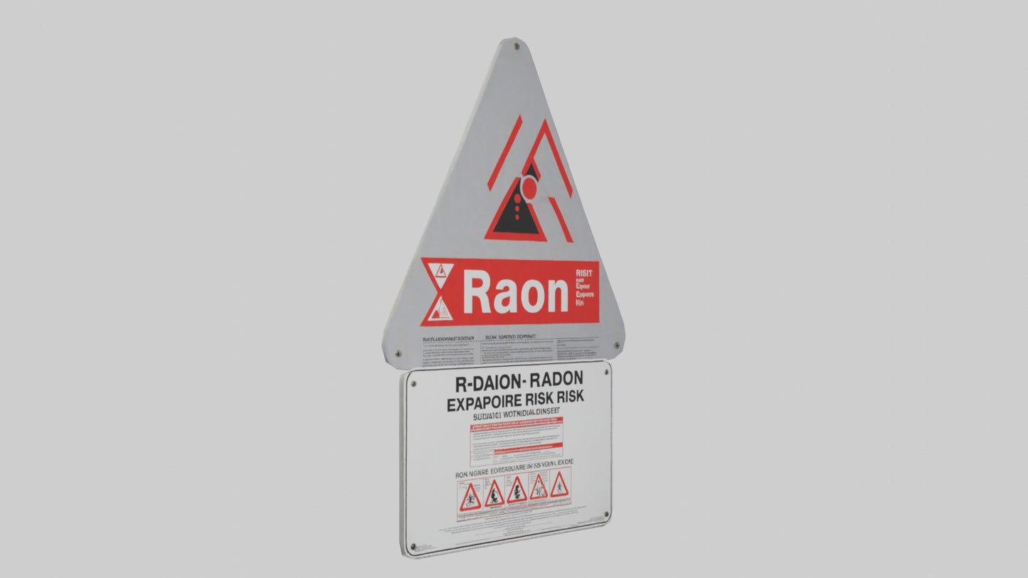 3D model Radon Exposure Risk Danger Sign model VR / AR / low-poly