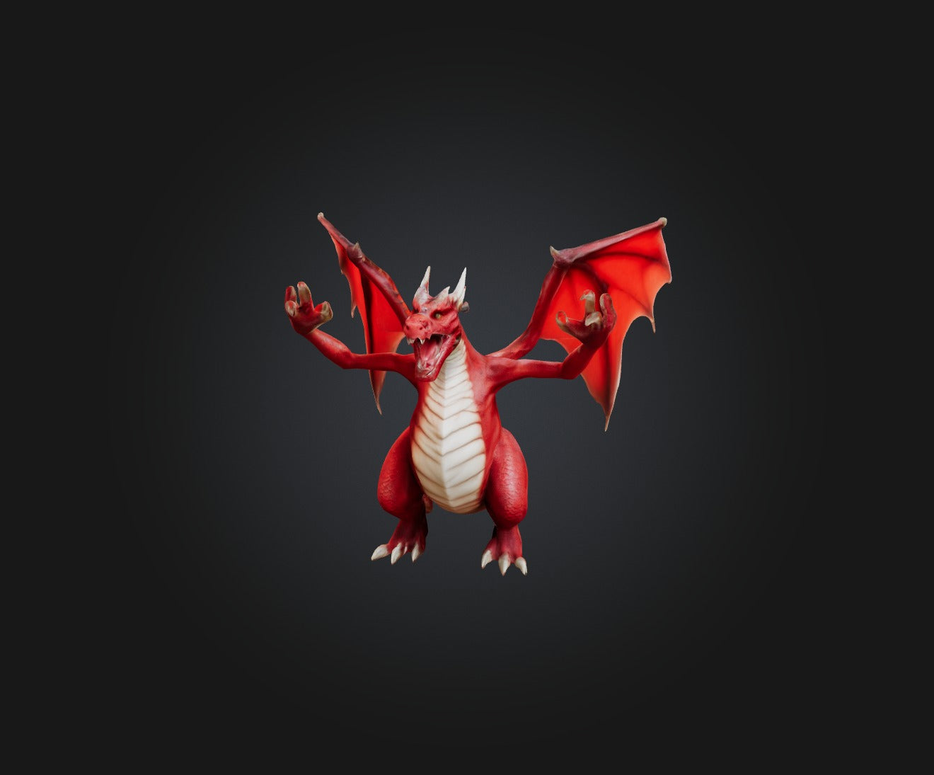 3D model Red Dragon VR / AR / low-poly