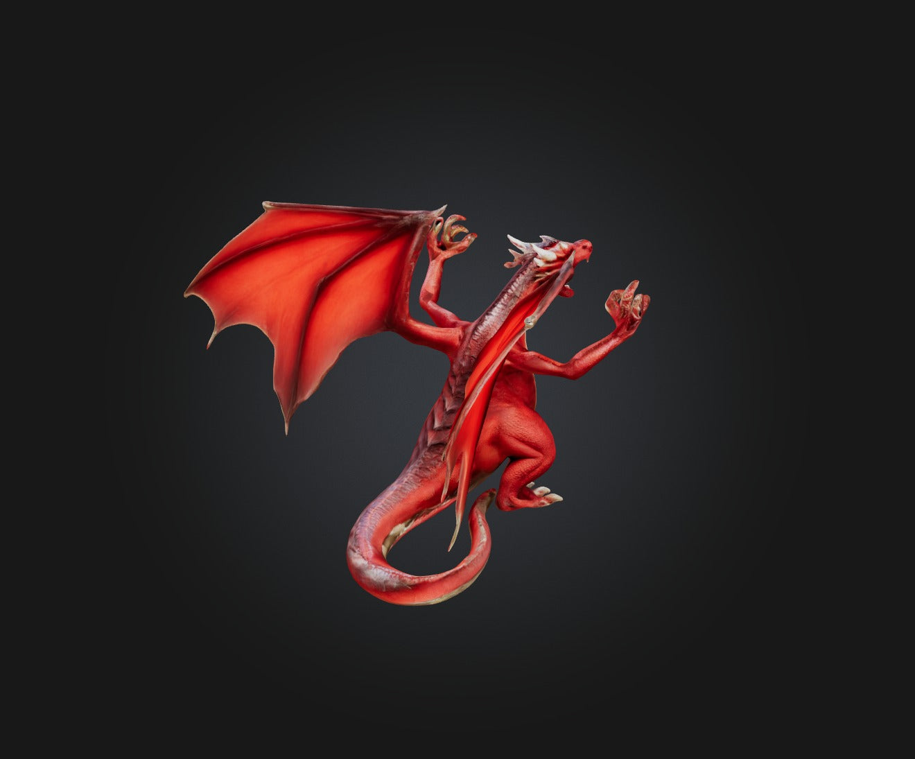 3D model Red Dragon VR / AR / low-poly