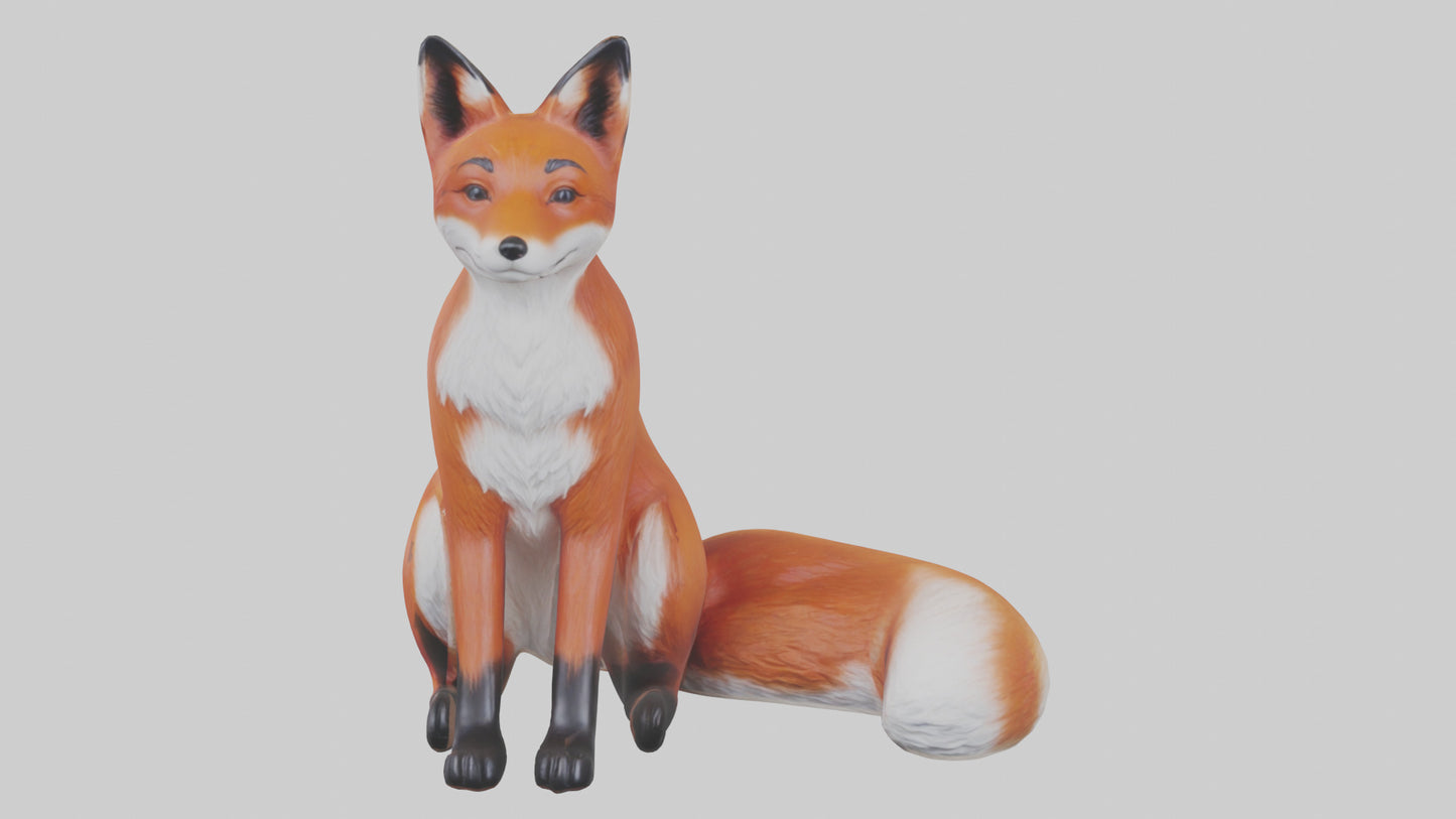Red Fox sitting model VR / AR / low-poly