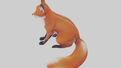 Red Fox sitting model VR / AR / low-poly