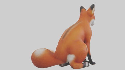 Red Fox sitting model VR / AR / low-poly