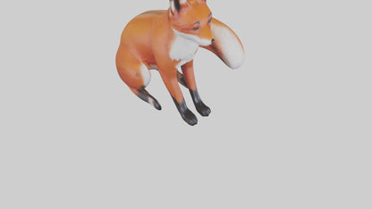 Red Fox sitting model VR / AR / low-poly