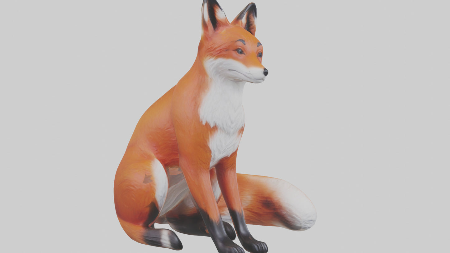Red Fox sitting model VR / AR / low-poly
