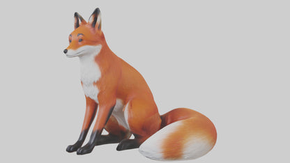 Red Fox sitting model VR / AR / low-poly