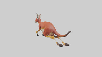 Red Kangaroo hopping model VR / AR / low-poly
