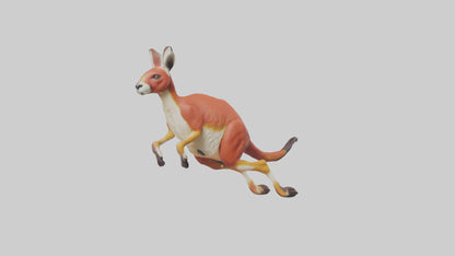 Red Kangaroo hopping model VR / AR / low-poly