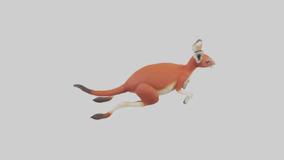 Red Kangaroo hopping model VR / AR / low-poly