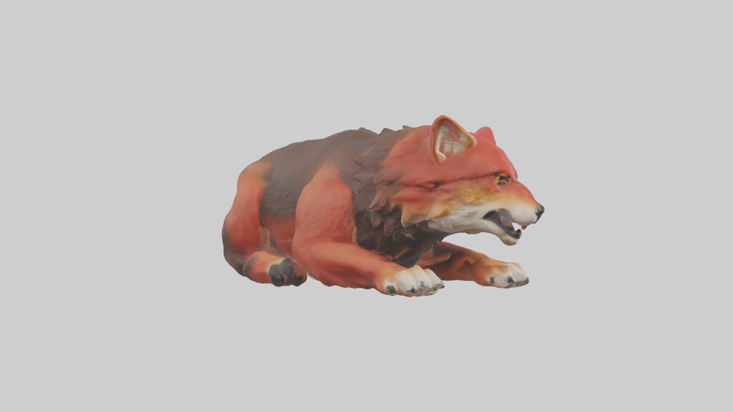 3D model Red Wolf resting model VR / AR / low-poly