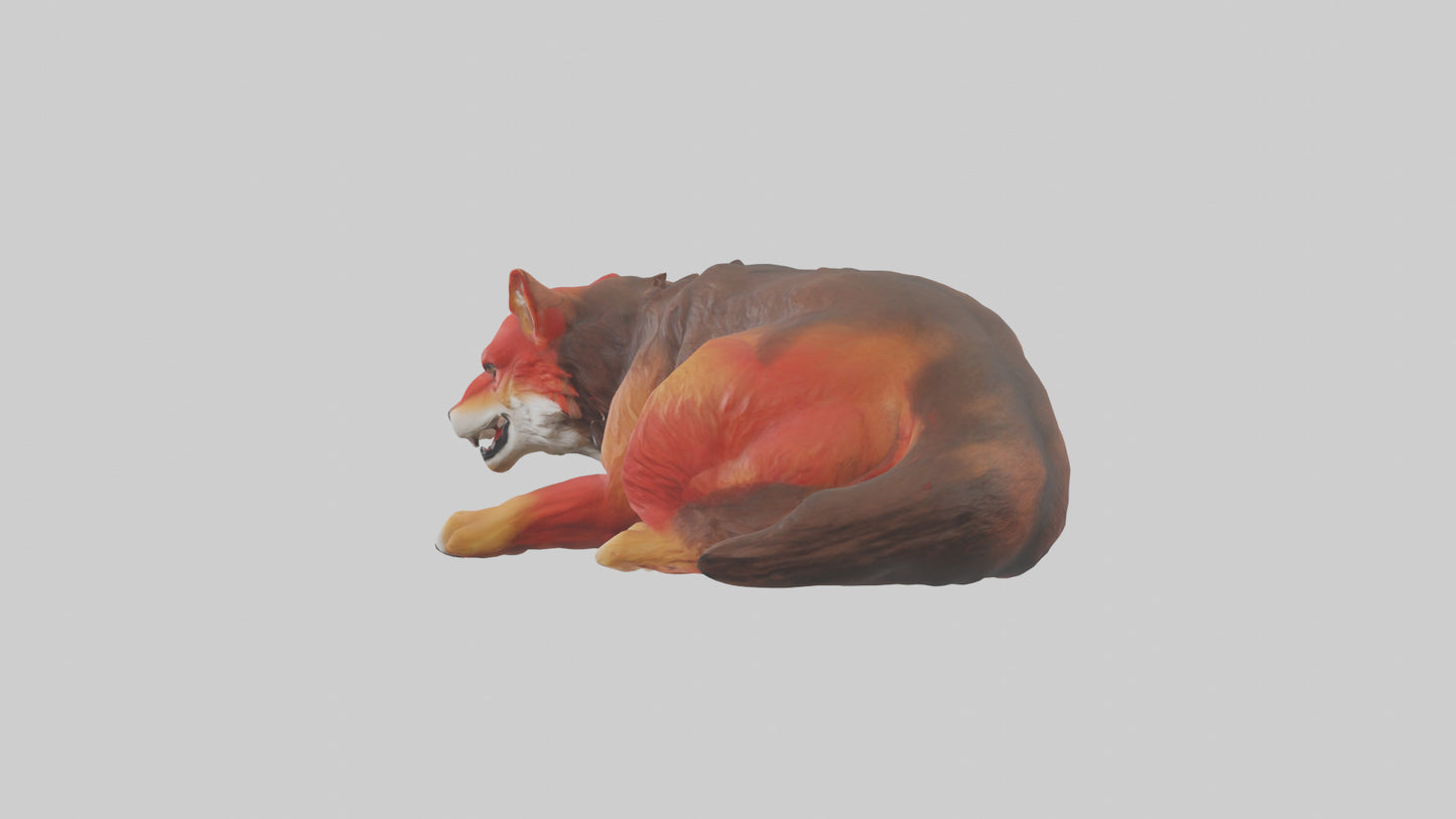 3D model Red Wolf resting model VR / AR / low-poly