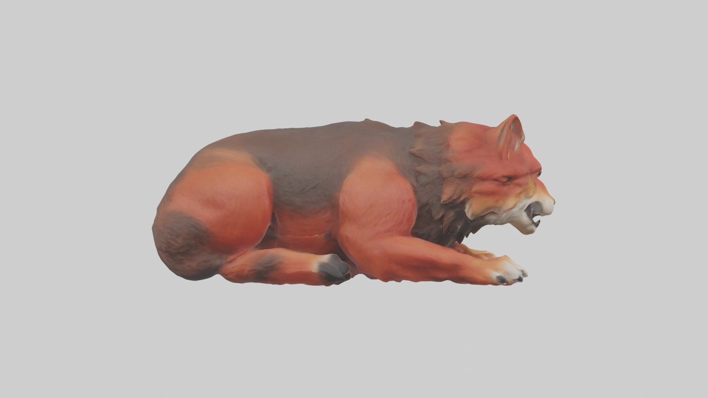 3D model Red Wolf resting model VR / AR / low-poly