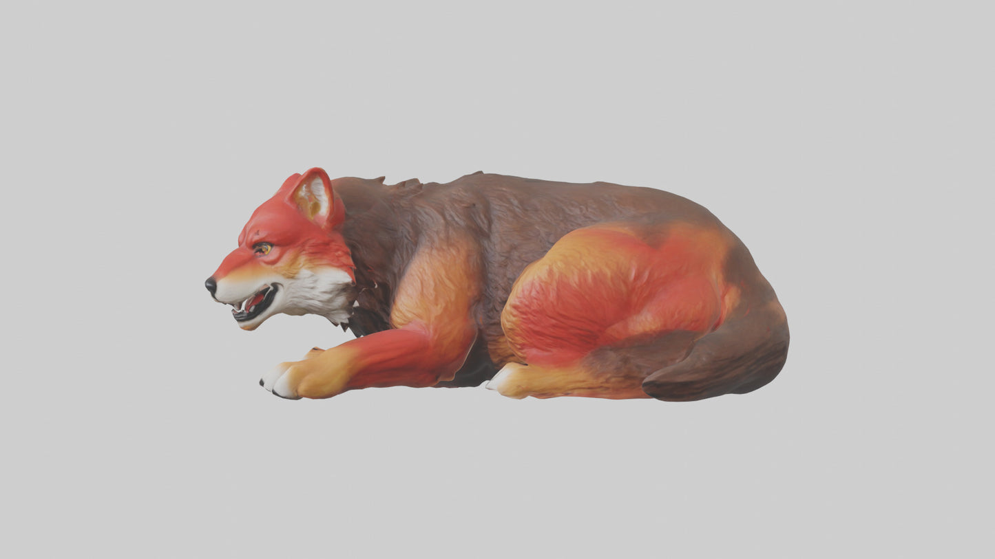3D model Red Wolf resting model VR / AR / low-poly