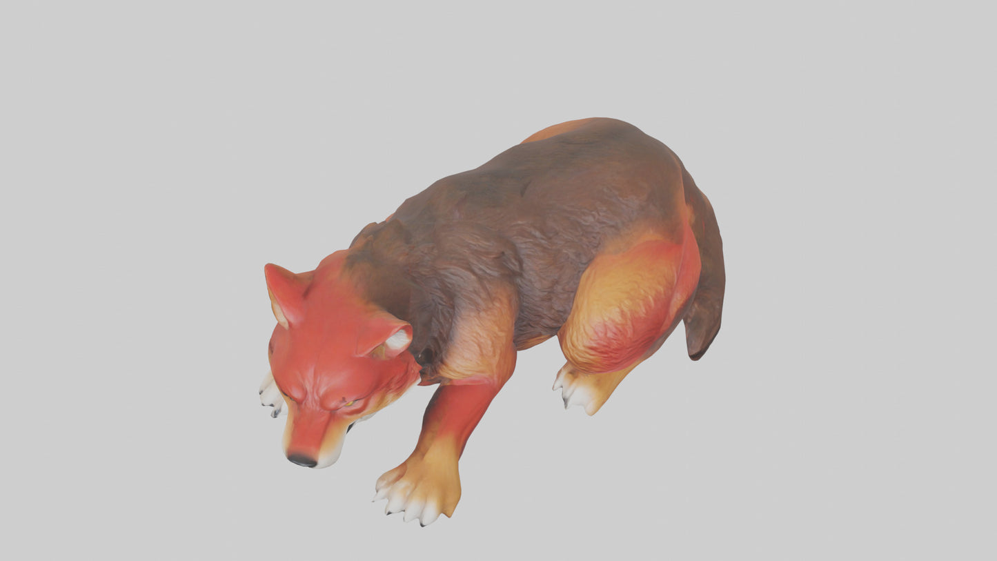 3D model Red Wolf resting model VR / AR / low-poly