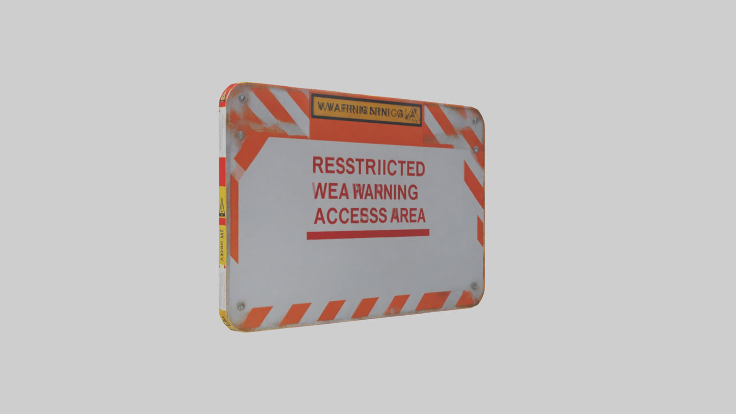3D model Restricted Access Area Warning Sign model VR / AR / low-poly