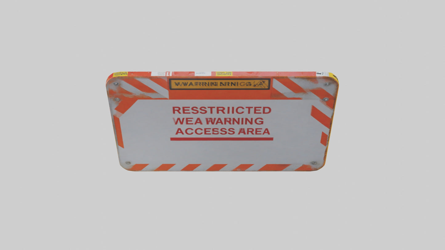 3D model Restricted Access Area Warning Sign model VR / AR / low-poly