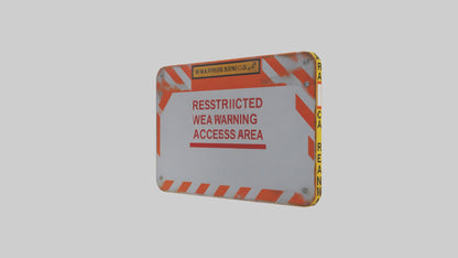 3D model Restricted Access Area Warning Sign model VR / AR / low-poly