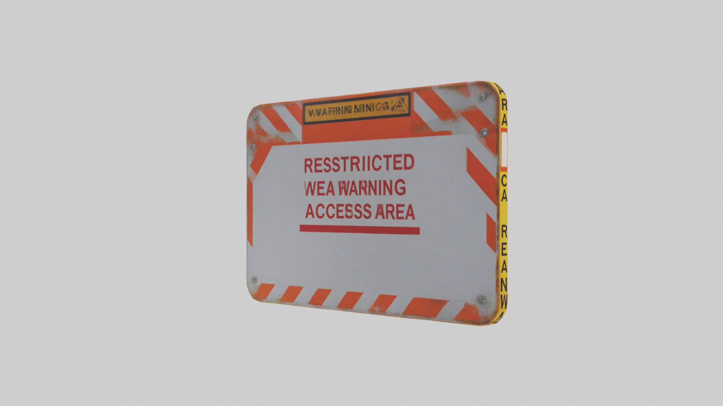 3D model Restricted Access Area Warning Sign model VR / AR / low-poly