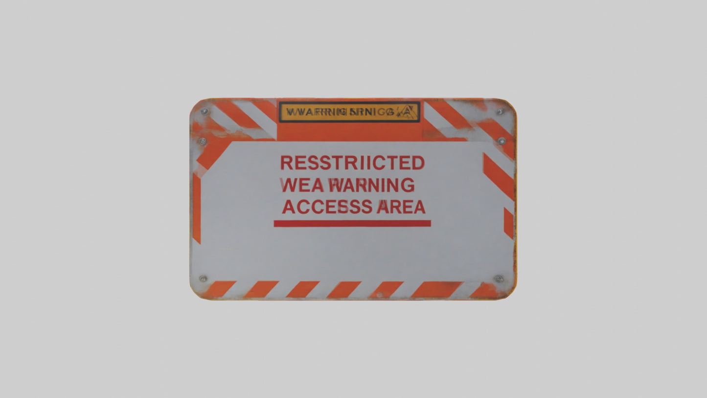 3D model Restricted Access Area Warning Sign model VR / AR / low-poly
